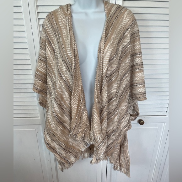 Sweater Poncho | Khaki Textured Print |One Size Fits All - Picture 3 of 5